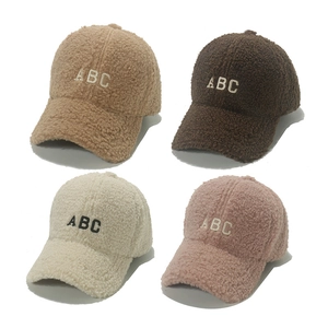 Lamb Wool Baseball Cap ABC Letter Embroidery Winter Warm Casual Outdoor Peaked Hat For Women