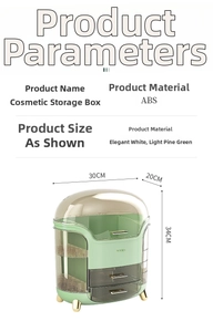 Kosmetik-Organizer Maße 30x20x34cm in zartem Zederngrün mit eleganten Goldakzenten