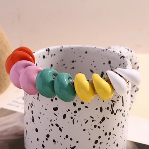 Colorful drip oil enamel comma earrings in 18K gold plated stainless steel set