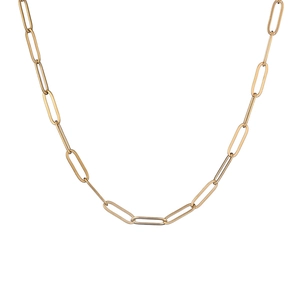 Polished 18K gold plated stainless steel paperclip chain necklace in a minimalist design
