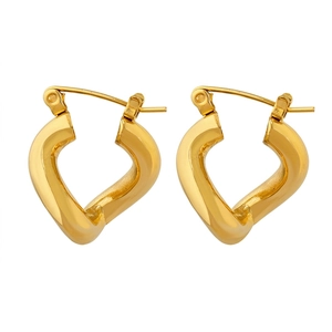 Minimalist 18K Gold Plated Titanium Steel Geometric Twisted Hoop Earrings For Women Irregular Heart Shape Fashion Jewelry Gift