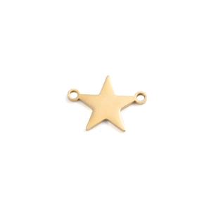 Detailed view of dual-hole gold star charms for DIY necklace jewelry making