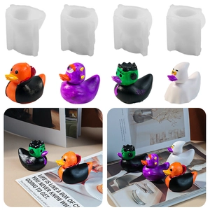 Halloween Eend Siliconen Vorm DIY Ambacht Vampier Geest Frankenstein Duivel Vorm Voor Bakken Kaars Hars Zeep Maken