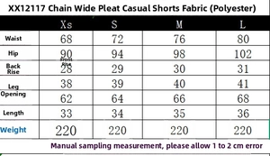 Größentabelle für Damen Freizeitshorts mit Falten und Metallketten-Detail Maße