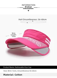 Detailansicht eines rosa Sonnenvisiers mit 12cm Krempe und verstellbaren Seiten
