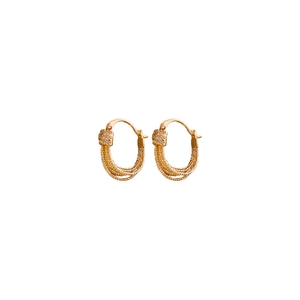French vintage gold plated layered hoop earrings with twisted metal and zircon accents