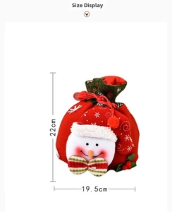 Bolsa de regalo de Navidad con muñeco de nieve 3D, tamaño 19,5x22 cm en detalle