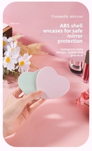 Detail of pink and green heart-shaped compact mirrors in durable ABS protective shell