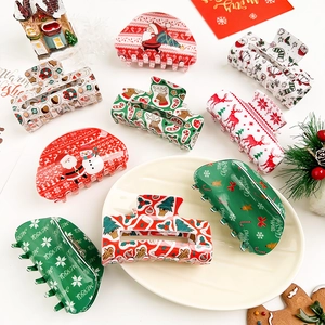 Pince À Cheveux De Noël Plastique Résine Père Noël Renne Flocon De Neige Coiffe Festive Pour Femmes Filles