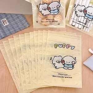 Cute cartoon puppy resealable snack bags with matte finish and zipper closure