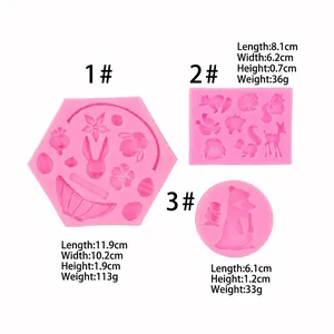 Silikon-Schokoladenformen in Rosa mit Osterhasen, Lamm und Waldtier-Motiven