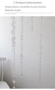 Set of four unique clear acrylic snowflake ornaments with bead drops for Christmas tree