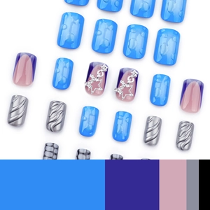 Ocean blue marble nails with 3D water ripples and silver star pendant charms