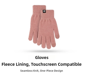 Pink knit gloves with thermal brushed lining and touchscreen sensitive fingertips