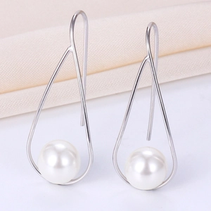 French Style 925 Sterling Silver Earring Hooks With Shell Artificial Pearl Teardrop Geometric Minimalist Jewelry For Women