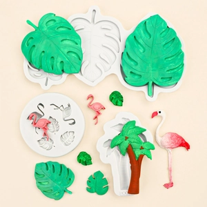 Tropical Monstera Leaf Flamingo Silicone Fondant Mold Palm Tree Cake Decoration DIY Baking Tools Chocolate Craft