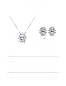 Detailed specs of 925 sterling silver moissanite necklace and stud earrings set