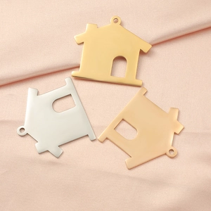 35mm hollow house pendants in gold, silver, and rose gold stainless steel for DIY jewelry