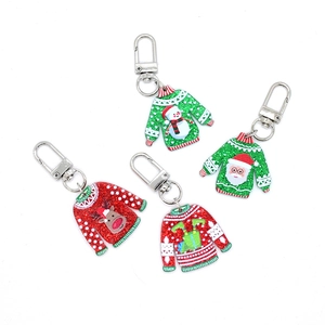 Christmas mini sweater pendants set with glitter acrylic reindeer and snowman charms