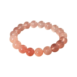 Pink strawberry crystal beaded bracelet with natural gradient stones for women