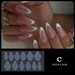 French manicure dual forms set for almond shape nails with clear scale and size markings