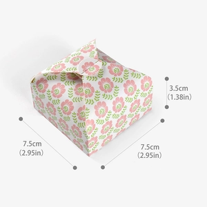 Detailed dimensions of a vintage floral paper gift box for handmade soaps and candles