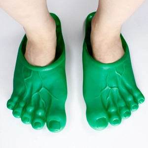 Funny green big toe monster feet slippers for Halloween cosplay costumes and parties