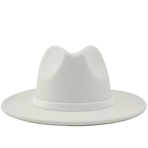 Wide Brim Fedora Hat Polyester Felt Flat Brim Jazz Cap Classic Retro Vintage Elegant For Women And Men Versatile Style