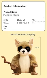 Detail of 26cm lemur plush toy showing high-elastic PP cotton filling and soft fur texture