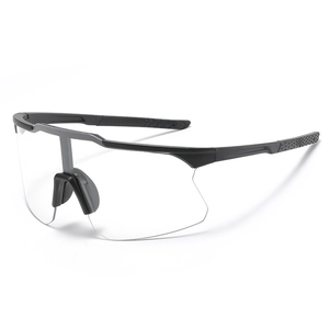 Fashion cycling glasses with black frame and clear lens in a sleek streamlined design