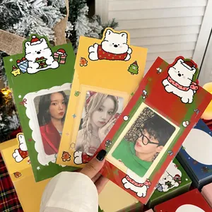 Cute cartoon puppy Christmas header cards for gift packaging with festive polar bear motifs