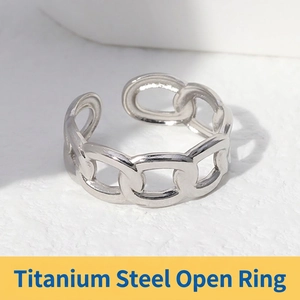 Stainless Steel Chain Link Ring Open Adjustable Minimalist Fashion Finger Jewelry For Women Men Daily Wear
