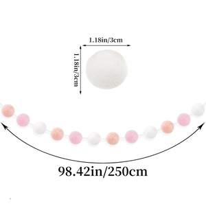 2.5m pink white and orange pom pom garland with 3cm balls for party decoration