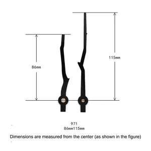 971 Black tree branch clock hands set with 86mm hour and 115mm minute needles