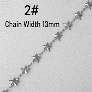 Handmade silver stainless steel hollow star chain for DIY jewelry making width 13mm
