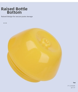 Detailed macro view of the mushroom cream jar bottom made of durable yellow PP plastic material
