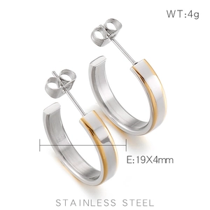 Boucles d'oreilles créoles C en acier inoxydable argenté et doré, taille 19x4mm