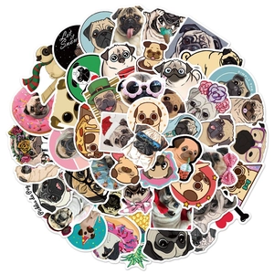 Cute Pug Dog Cartoon Stickers Waterproof Vinyl Decals For Phone Laptop Luggage Fridge Scrapbooking Journal Decoration