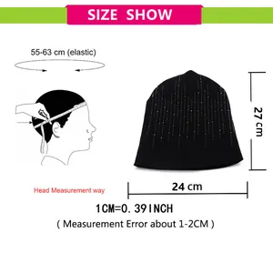 Size chart showing 24x27cm dimensions and head measurement for cotton beanie hat