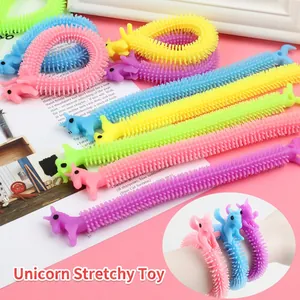 Unicorn Stretchy String Fidget Toys Sensory Stress Relief Spiky TPR Rubber Wearable Bracelet Colorful Novelty