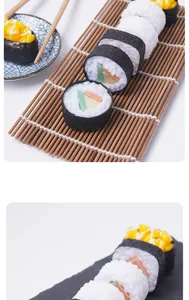 Detailed macro view of realistic corn sushi and seaweed rolls with lifelike textures