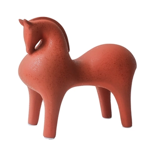 Statue de cheval abstrait minimaliste moderne en céramique rouge brique pour la maison