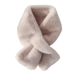 Sciarpa spessa in ecopelliccia beige da donna con morbido peluche e design con nodo