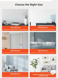Size guide for minimalist duck wall art scrolls from 20x30cm to 60x80cm in home settings