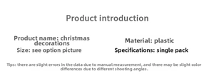 Detailed specifications for mini artificial Christmas tree with plastic material details