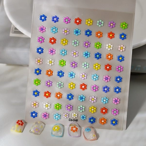3D colorful flower nail stickers with dopamine candy colors for DIY embossed manicures