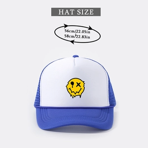 Μπλε και λευκό καπέλο trucker με λογότυπο smiley και ρυθμιζόμενο πλέγμα στο πίσω μέρος