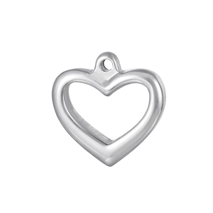 Polished silver hollow heart pendant in stainless steel with a sleek minimalist design