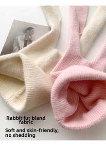 Detailed macro view of soft rabbit hair blend knit fabric with long cute rabbit ears