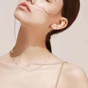 925 Sterling Silver Freshwater Pearl Necklace For Women Minimalist 6mm Natural Pearl Choker Necklace Adjustable Jewelry Gift